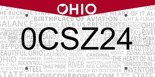 0CSZ24 Ohio License Plate