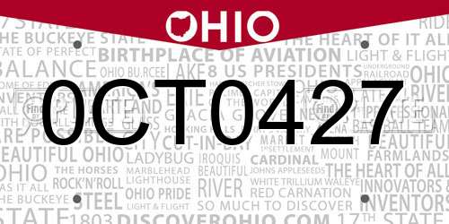 0CT0427 Ohio License Plate