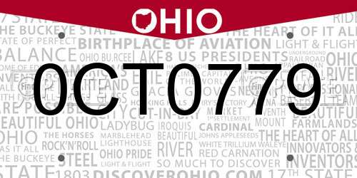 0CT0779 Ohio License Plate