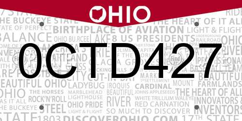 0CTD427 Ohio License Plate