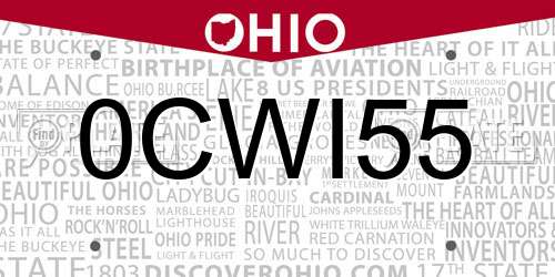 0CWI55 Ohio License Plate