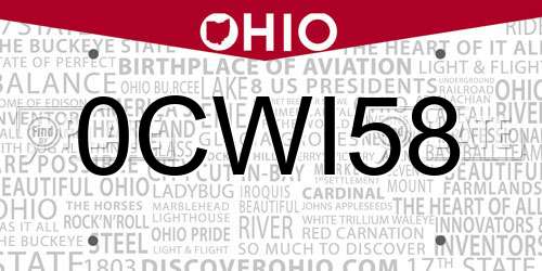 0CWI58 Ohio License Plate
