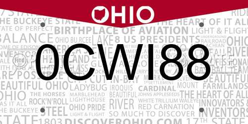 0CWI88 Ohio License Plate