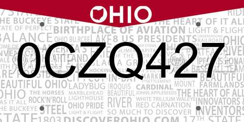 0CZQ427 Ohio License Plate