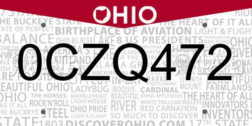 0CZQ472 Ohio License Plate
