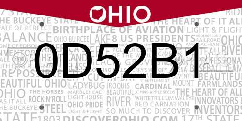 0D52B1 Ohio License Plate