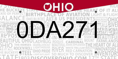 0DA271 Ohio License Plate