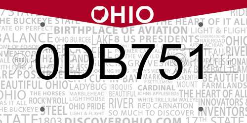 0DB751 Ohio License Plate