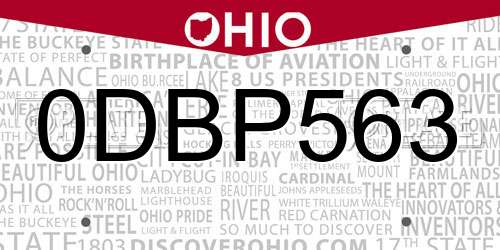 0DBP563 Ohio License Plate