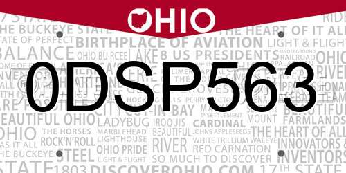 0DSP563 Ohio License Plate