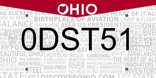 0DST51 Ohio License Plate