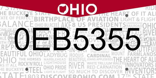 0EB5355 Ohio License Plate