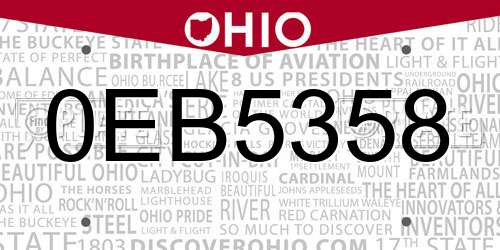 0EB5358 Ohio License Plate
