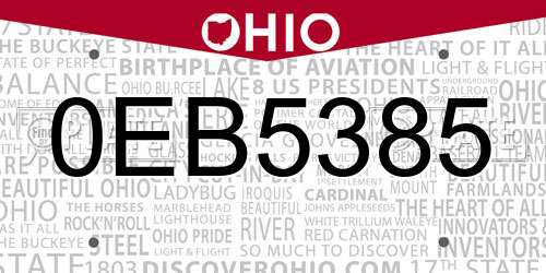 0EB5385 Ohio License Plate
