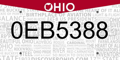 0EB5388 Ohio License Plate