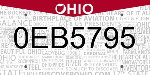 0EB5795 Ohio License Plate