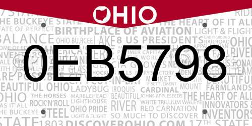 0EB5798 Ohio License Plate