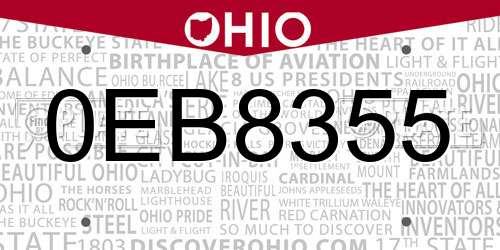 0EB8355 Ohio License Plate