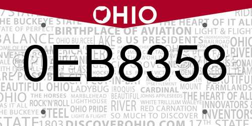 0EB8358 Ohio License Plate