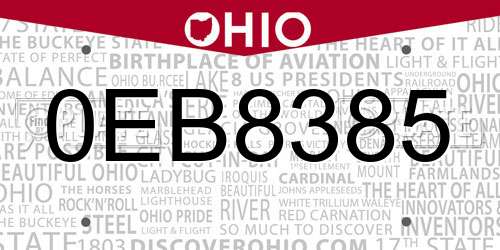 0EB8385 Ohio License Plate