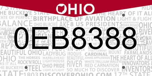 0EB8388 Ohio License Plate