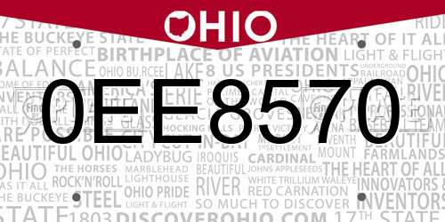 0EE8570 Ohio License Plate