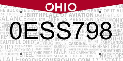 0ESS798 Ohio License Plate