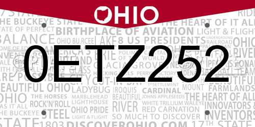 0ETZ252 Ohio License Plate