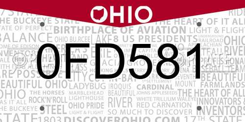 0FD581 Ohio License Plate