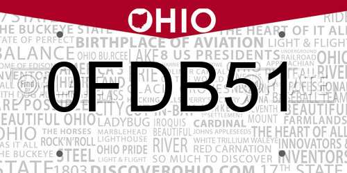 0FDB51 Ohio License Plate