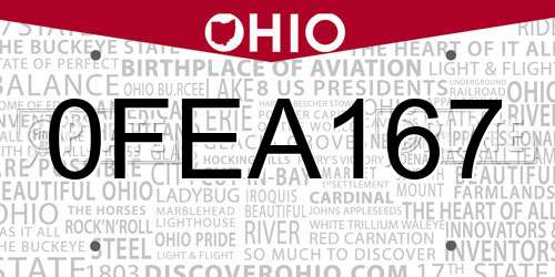 0FEA167 Ohio License Plate