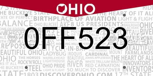 0FF523 Ohio License Plate