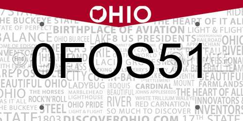 0FOS51 Ohio License Plate