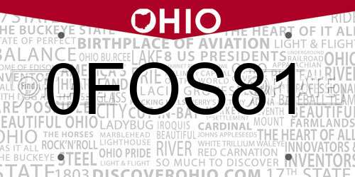 0FOS81 Ohio License Plate