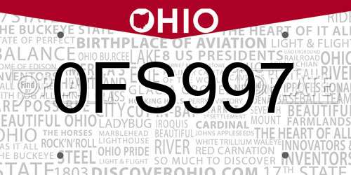 0FS997 Ohio License Plate