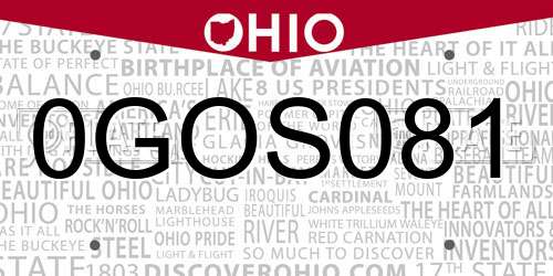 0GOS081 Ohio License Plate