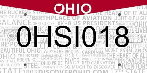 0HSI018 Ohio License Plate