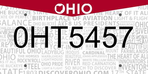 0HT5457 Ohio License Plate