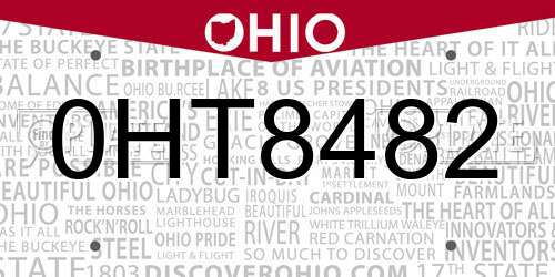 0HT8482 Ohio License Plate