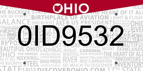 0ID9532 Ohio License Plate