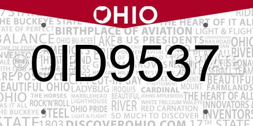 0ID9537 Ohio License Plate
