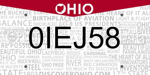0IEJ58 Ohio License Plate