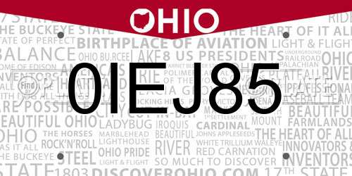0IEJ85 Ohio License Plate