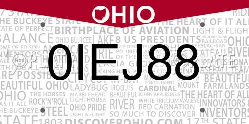 0IEJ88 Ohio License Plate