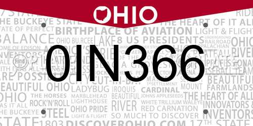 0IN366 Ohio License Plate