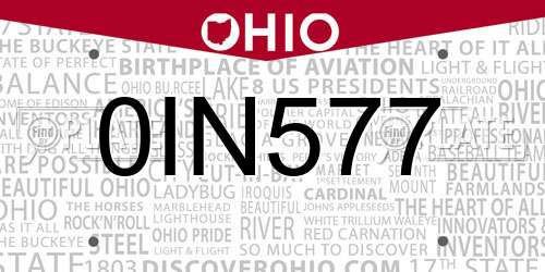 0IN577 Ohio License Plate