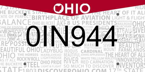 0IN944 Ohio License Plate