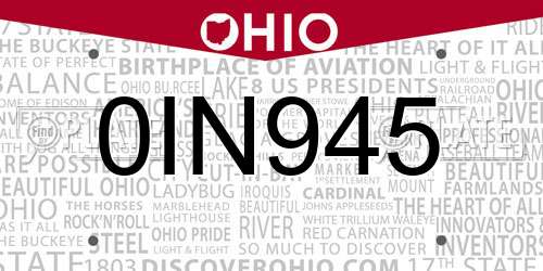 0IN945 Ohio License Plate