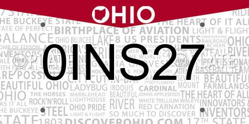 0INS27 Ohio License Plate