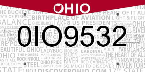 0IO9532 Ohio License Plate